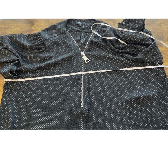 Premise Studio Womens 2X Black/White Polk-Dots Big Zipper Sheer Blouse Fairy - Picture 4 of 8